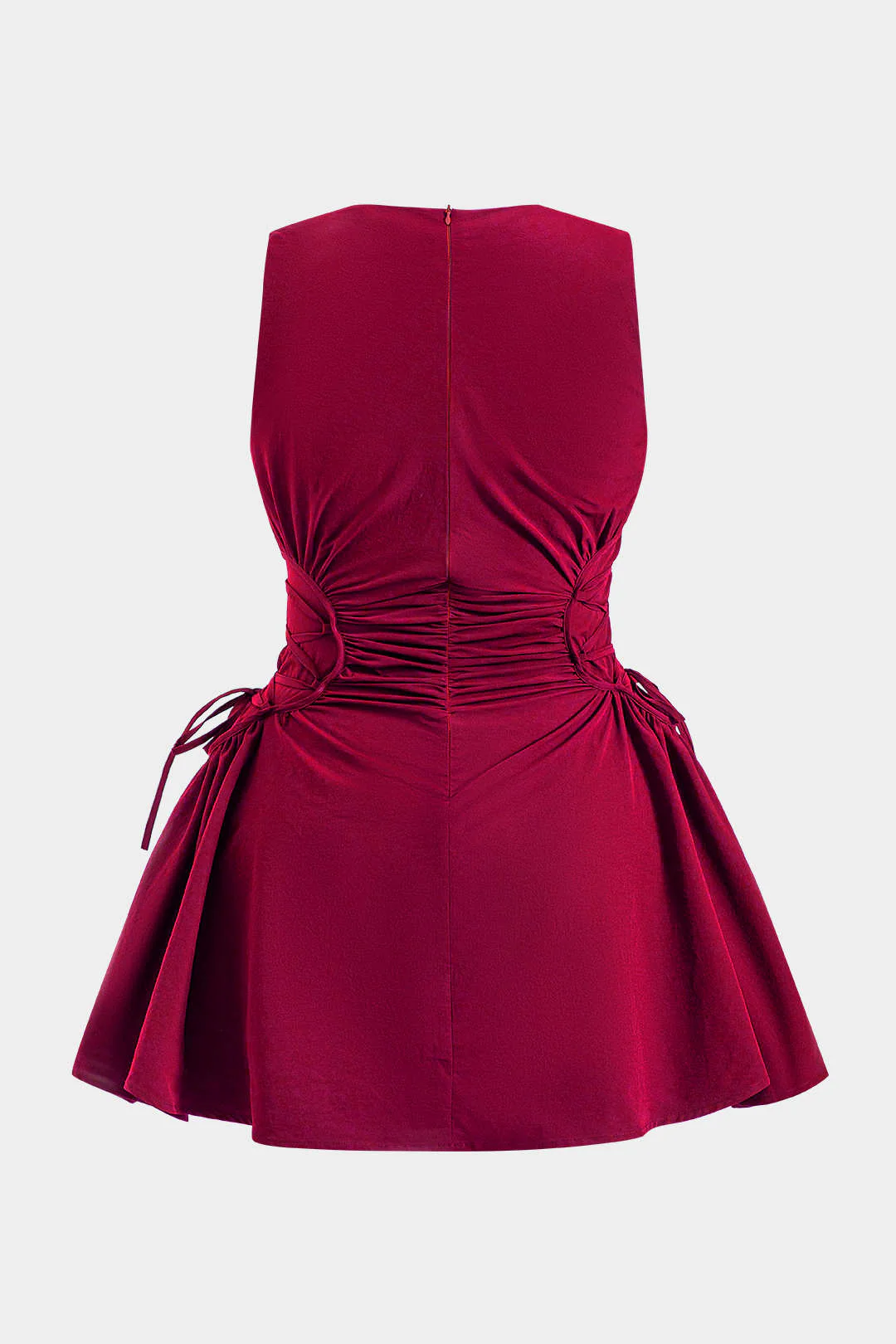 Plus Size Knotted Zipper Sleeveless Mini Dress - Image 11