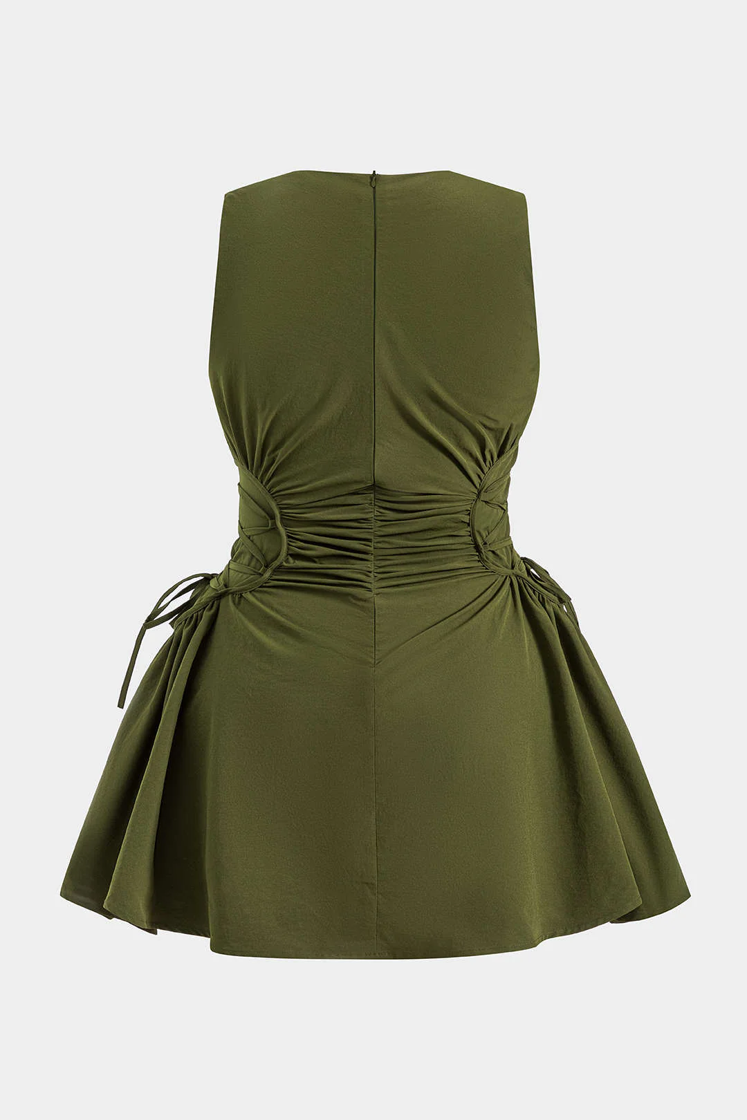 Plus Size Knotted Zipper Sleeveless Mini Dress - Image 2