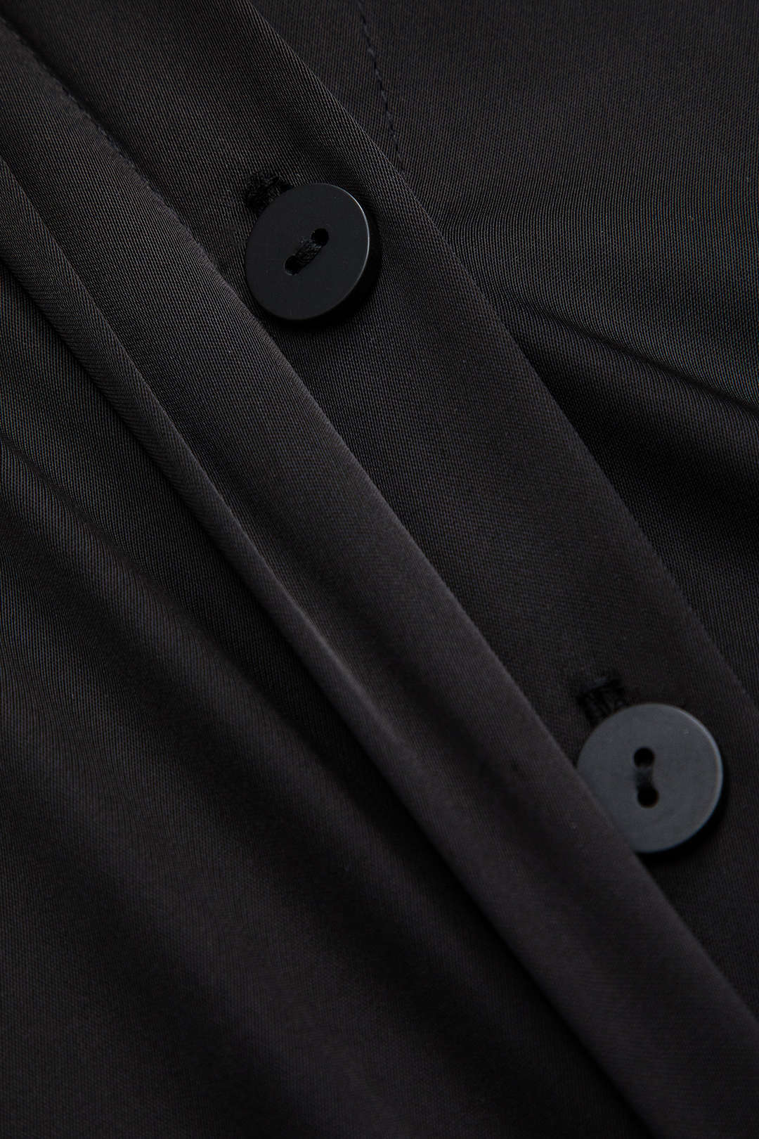Satin Faux Leather Pocket Button Zipper Long Sleeve Mini Dress - Image 3