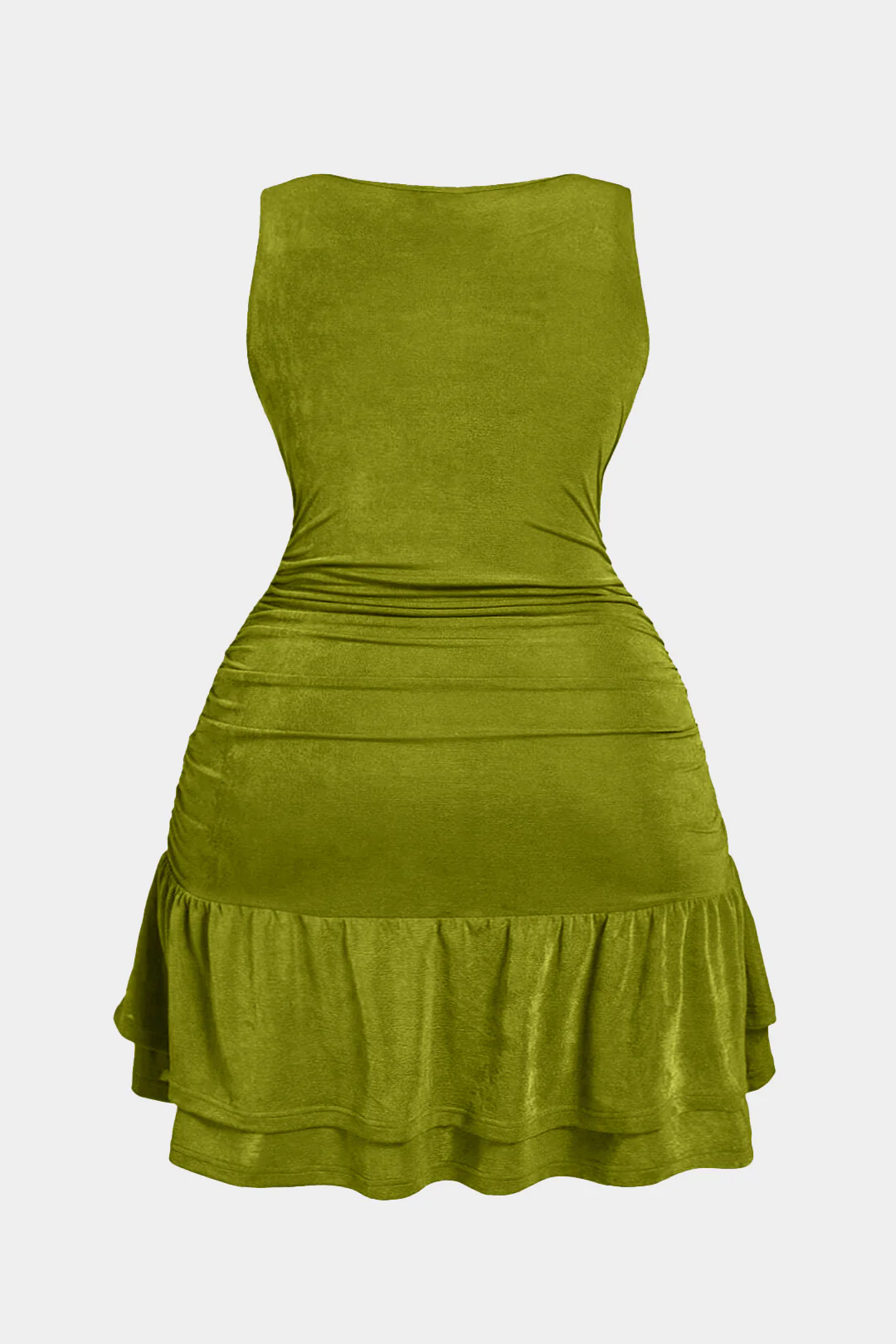 Plus Size Ruffle Ruched 3D Floral Sleeveless Mini Dress - Image 4