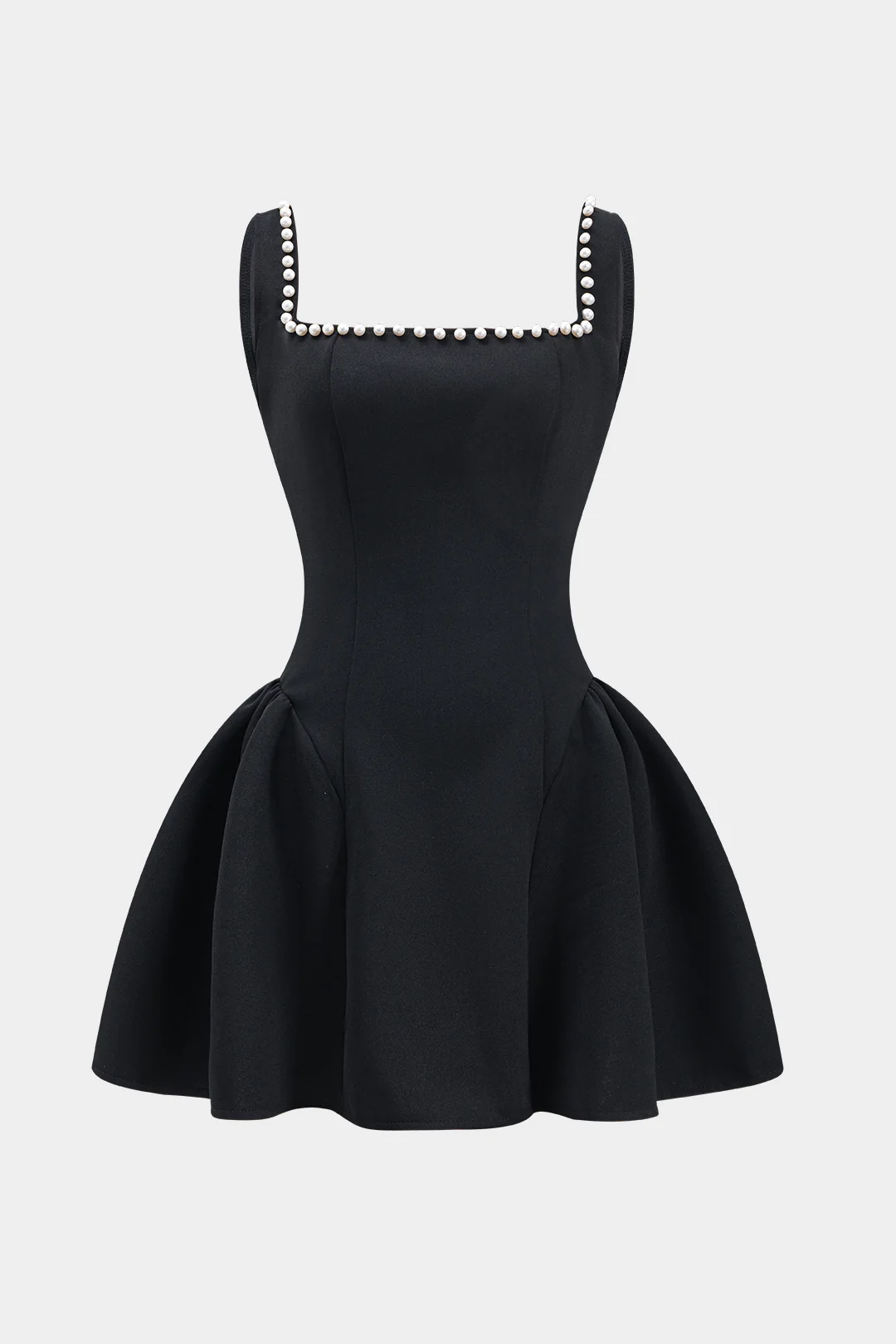 Pearl Ruched Zipper Mini Dress