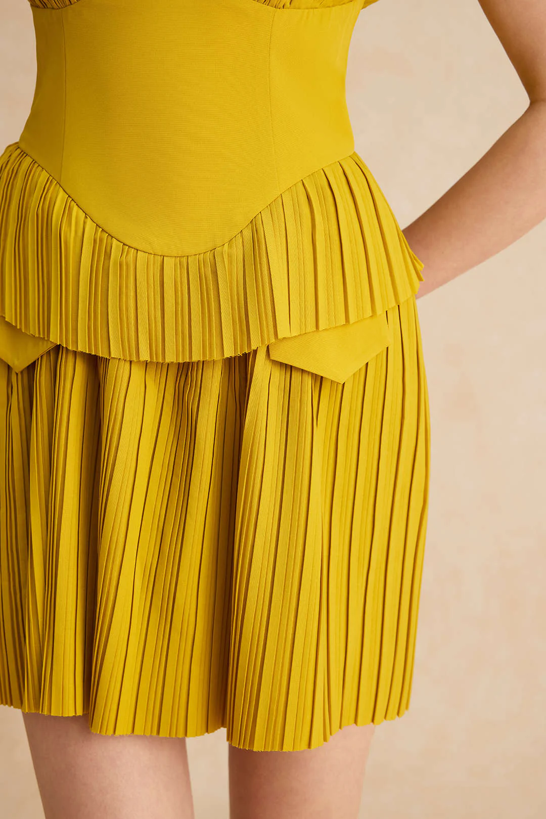 Pleated Patchwork Corset Sleeveless Mini Dress - Image 11