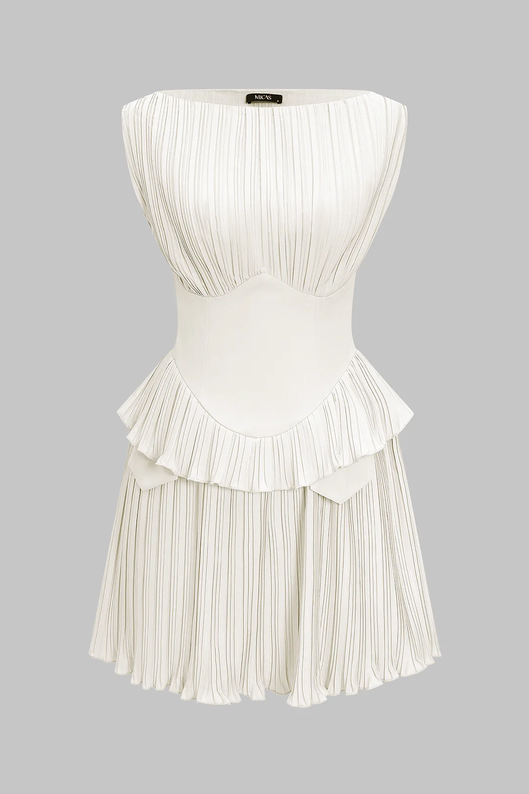 Pleated Patchwork Corset Sleeveless Mini Dress - Image 5