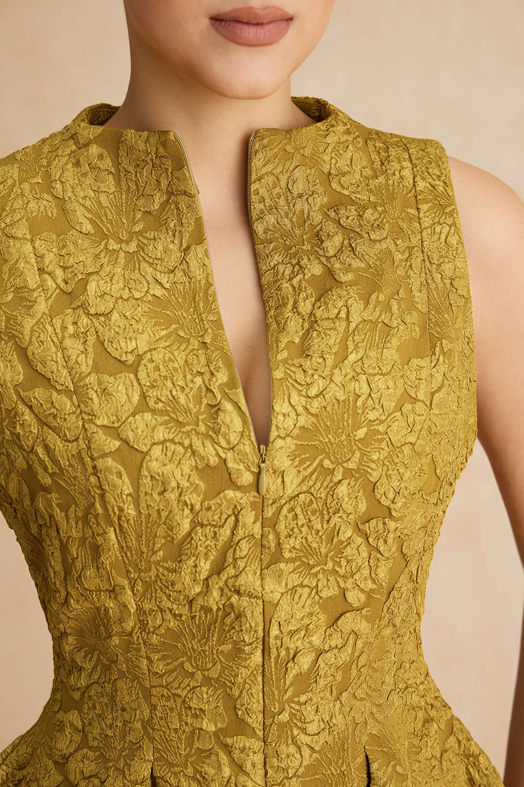 Jacquard Sleeveless Ruched Mini Dress - Image 8