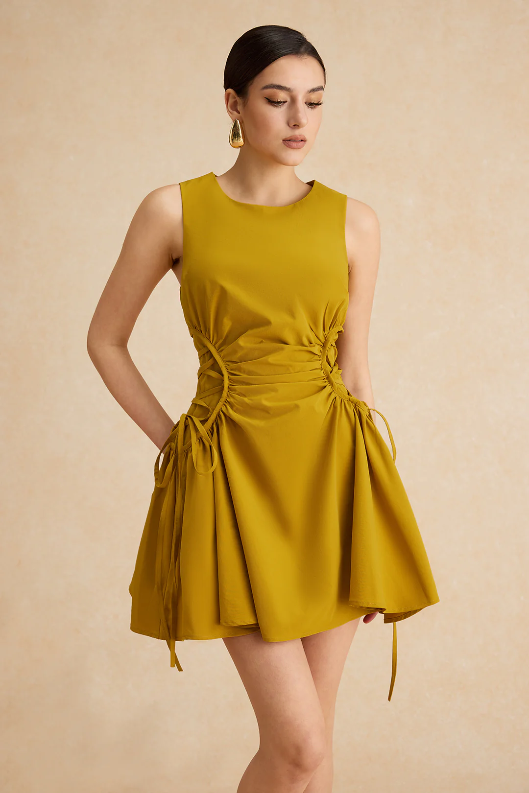 Ruched Strappy Zipper Sleeveless Mini Dress - Image 10