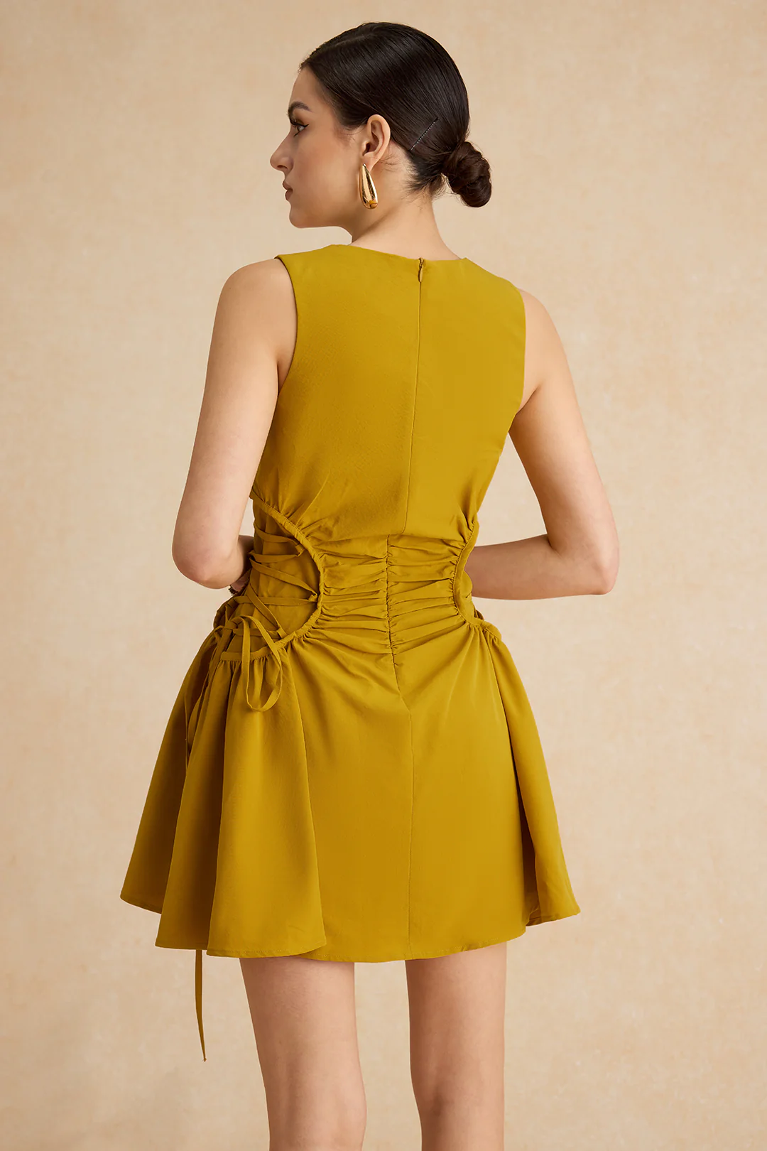 Ruched Strappy Zipper Sleeveless Mini Dress - Image 13