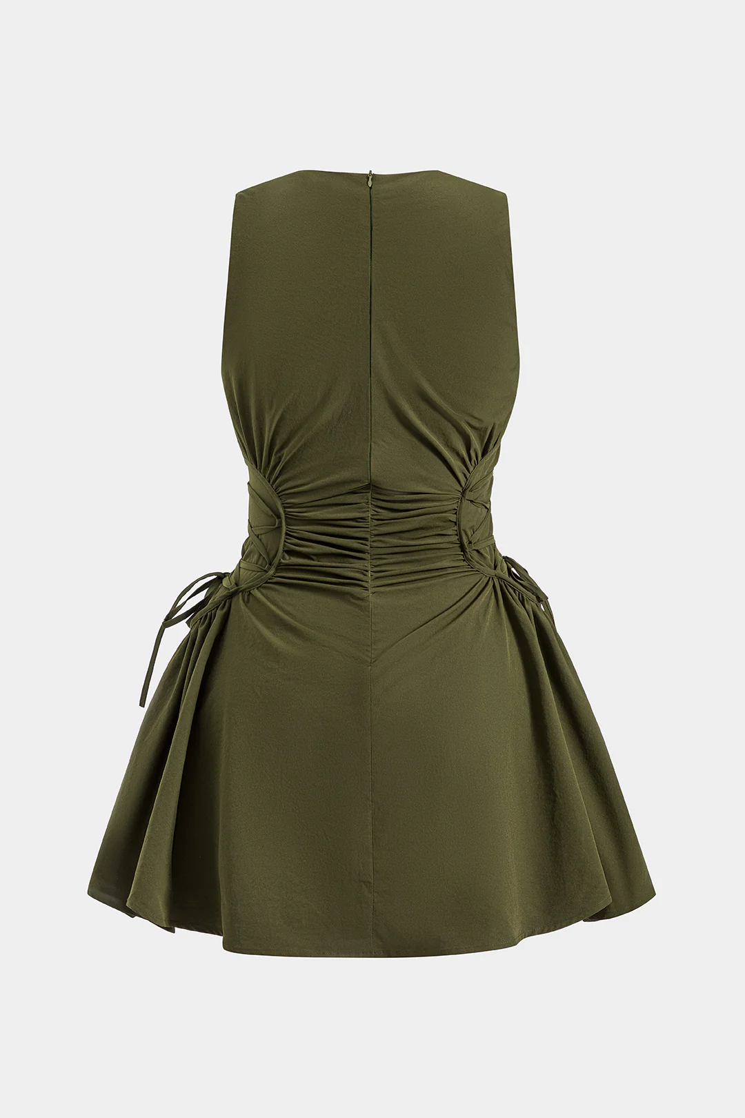 Ruched Strappy Zipper Sleeveless Mini Dress - Image 2