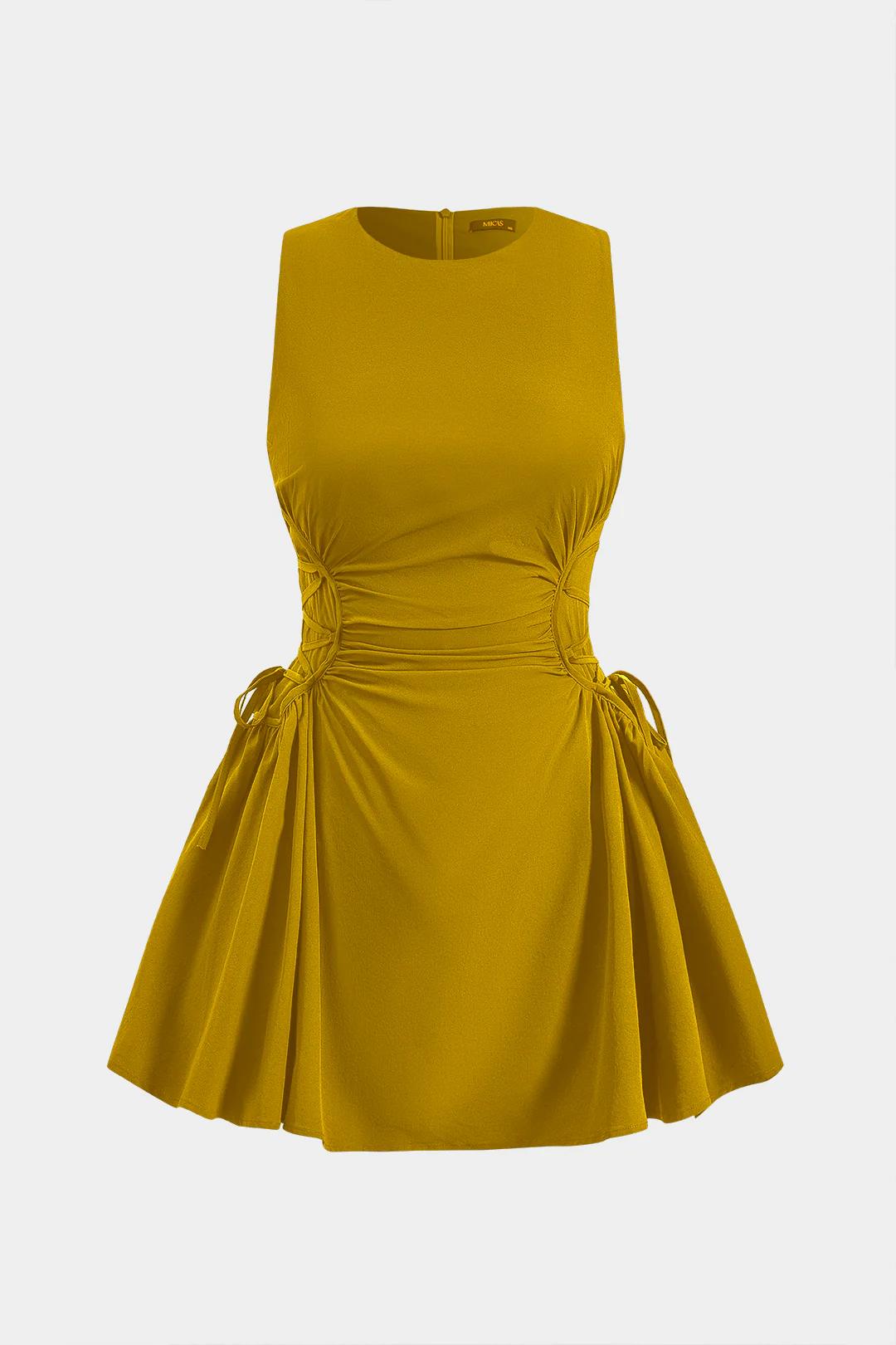 Ruched Strappy Zipper Sleeveless Mini Dress - Image 6