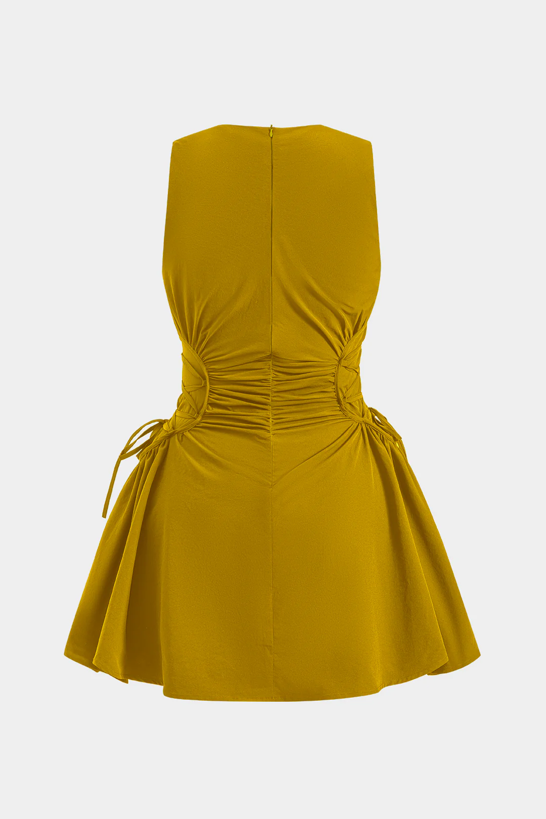 Ruched Strappy Zipper Sleeveless Mini Dress - Image 7