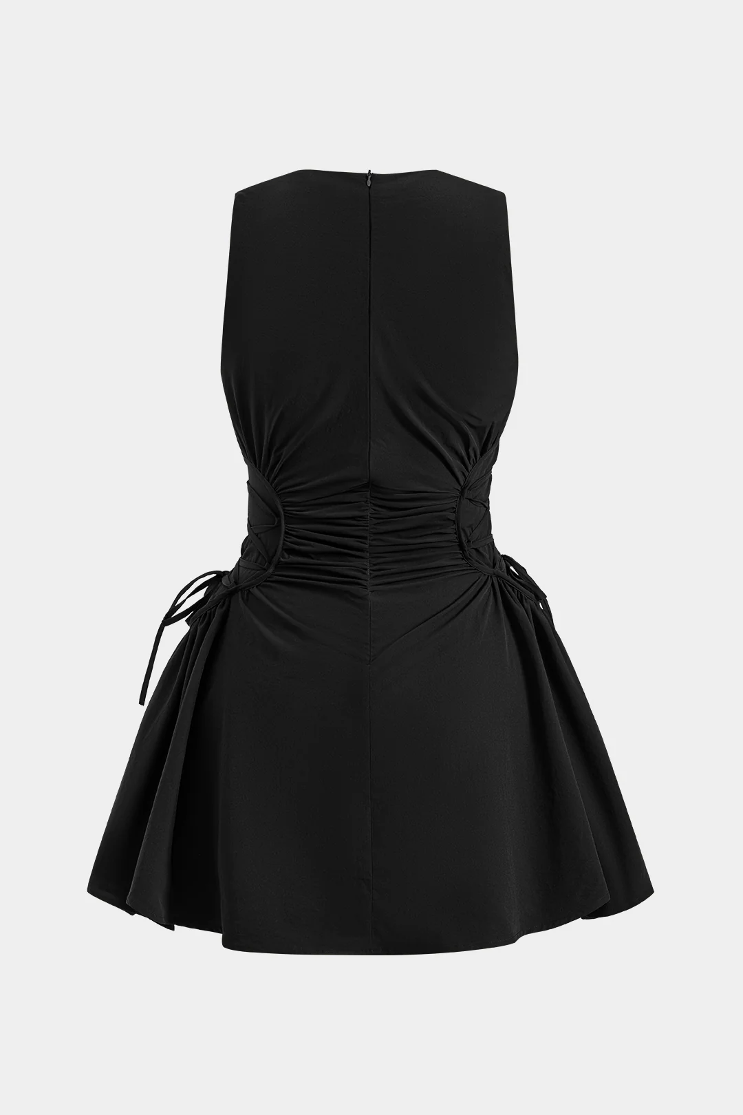 Ruched Strappy Zipper Sleeveless Mini Dress - Image 9