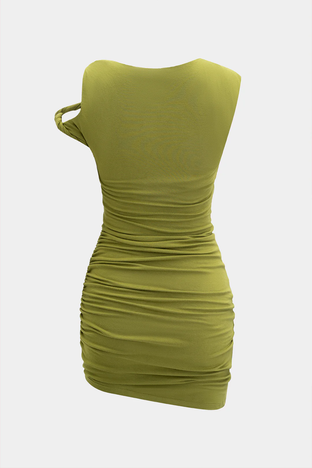Asymmetrical Twist Knot Ruched Sleeveless Mini Dress - Image 2