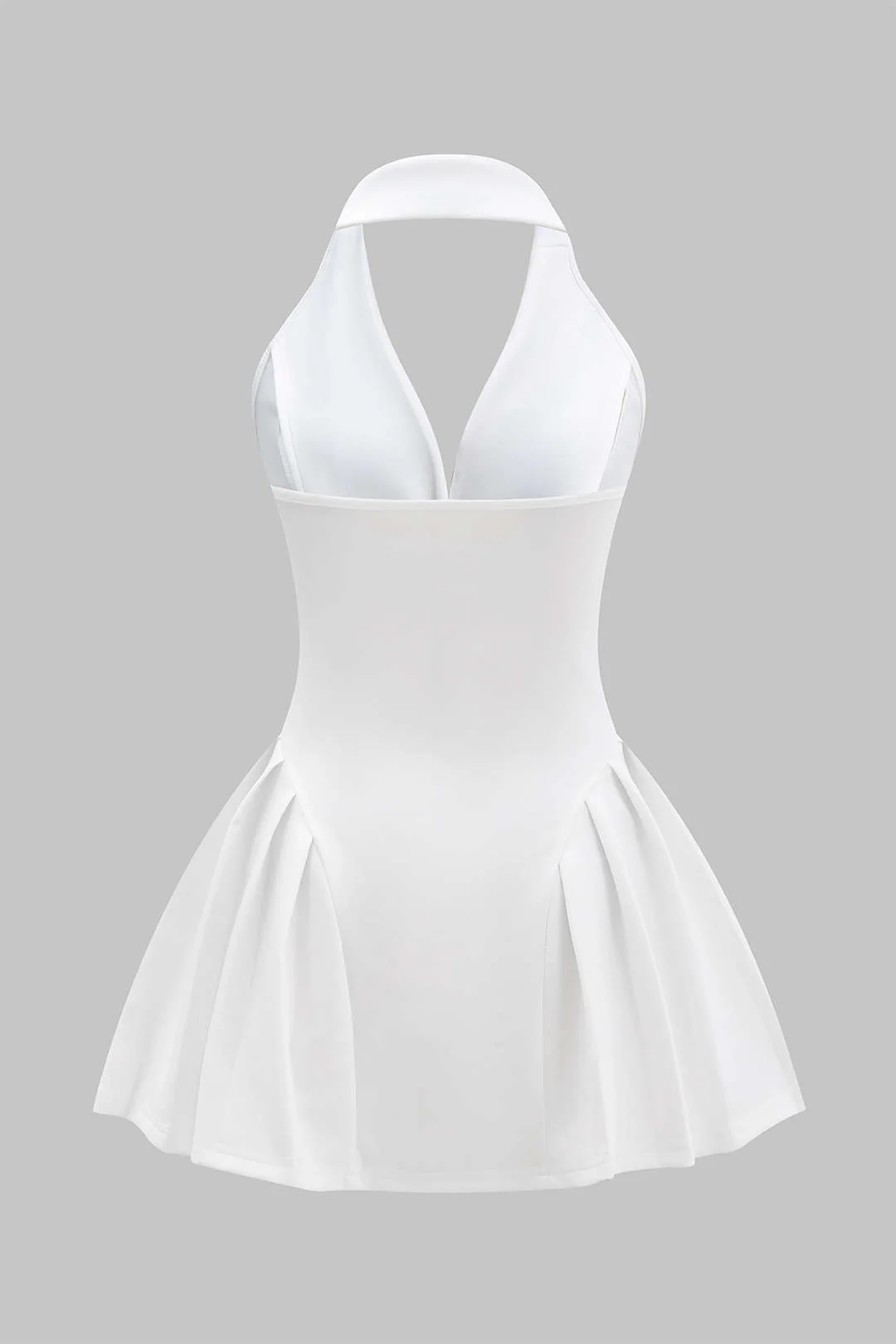 Halter Neck Button Ruffle Sleeveless Mini Dress - Image 2