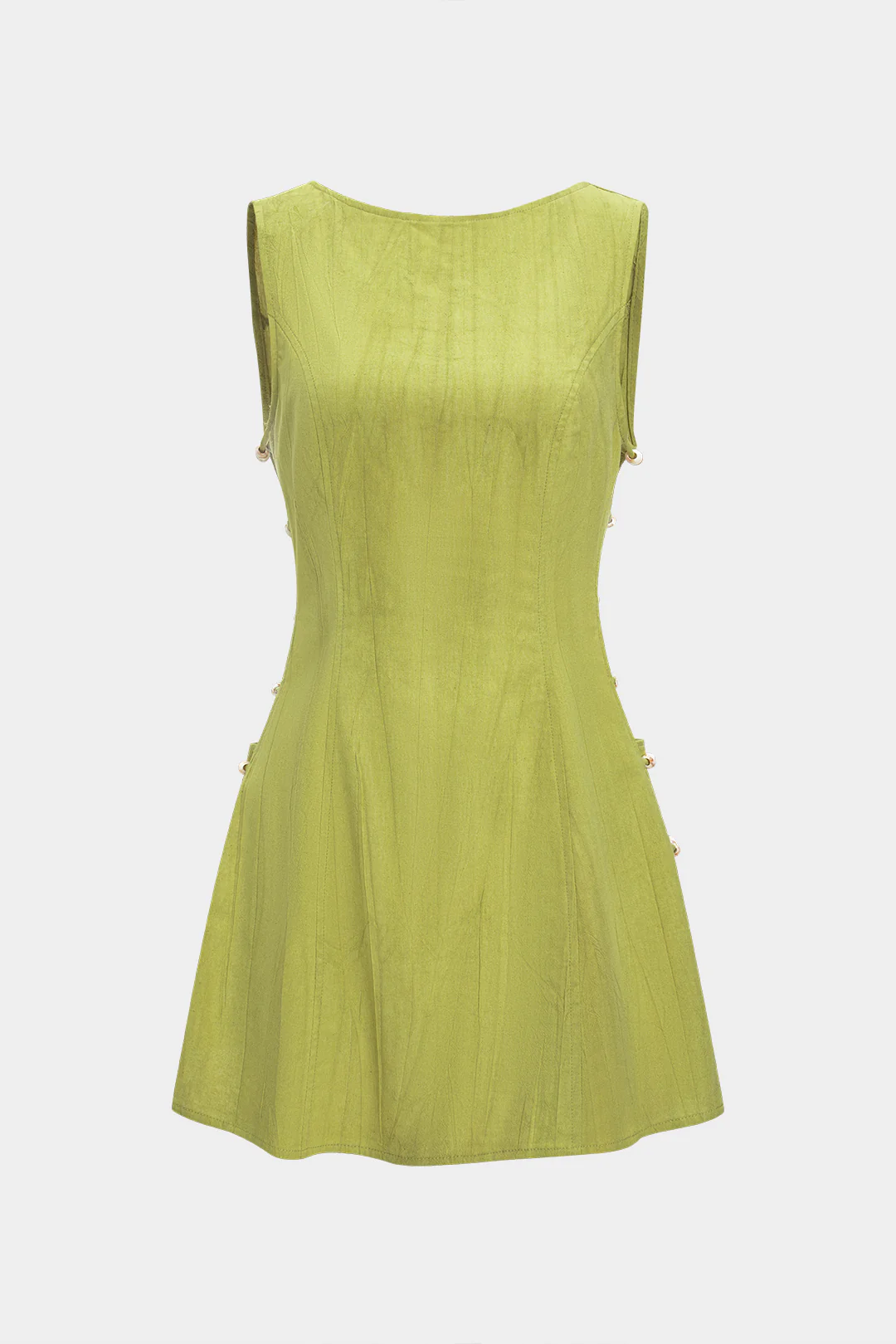 Linen Beaded Backless Cut Out Sleeveless Mini Dress - Image 5
