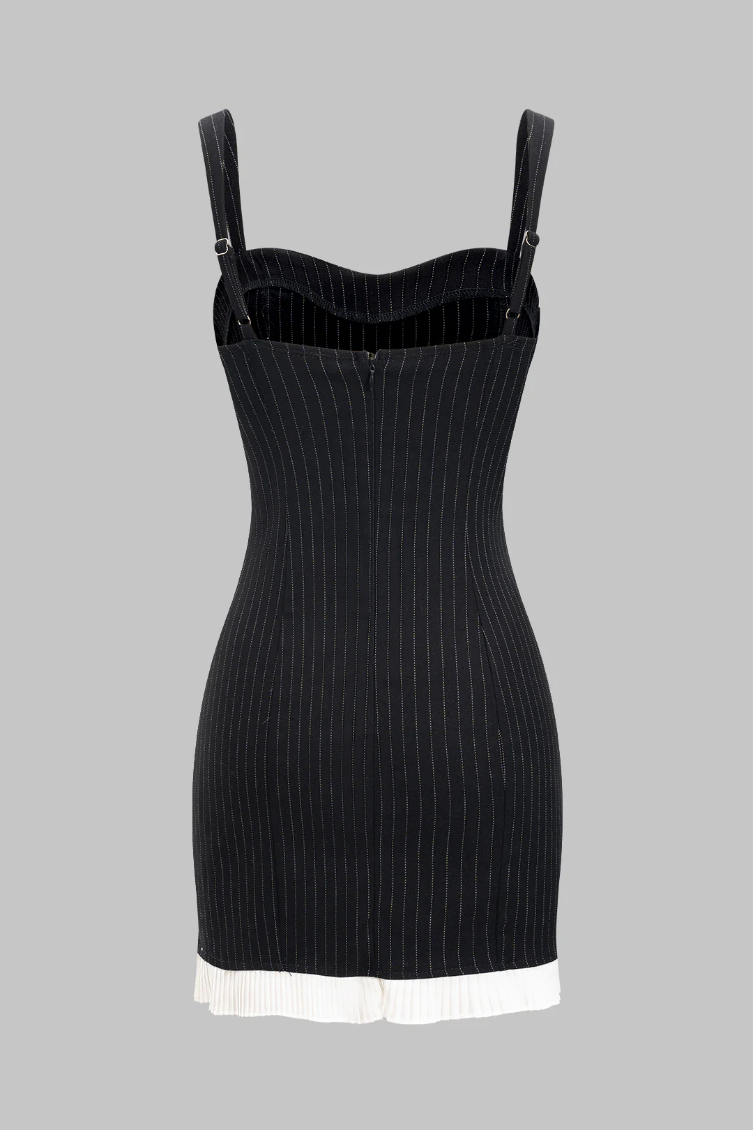Stripes Print Patchwork Backless Slip Sleeveless Mini Dress - Image 2