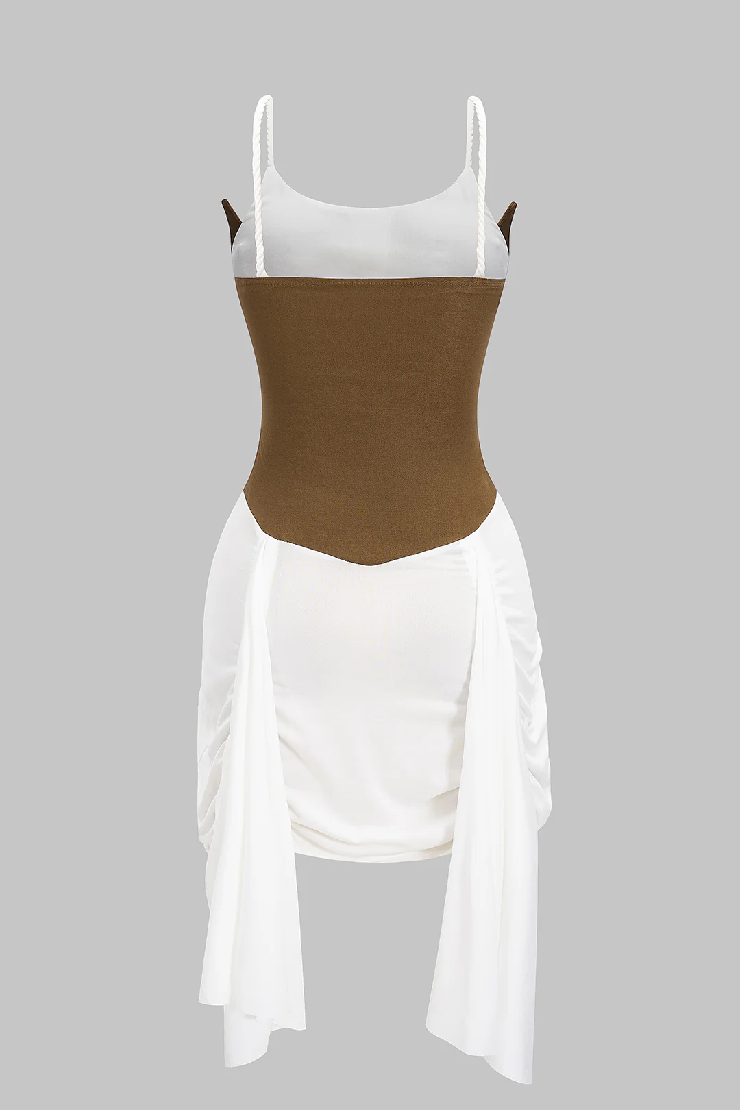 Patchwork Ruched Twist Knot Slip Mini Dress - Image 2
