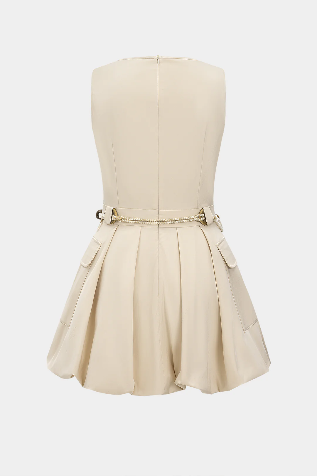 V-Neck Belted Sleeveless Mini Dress - Image 2