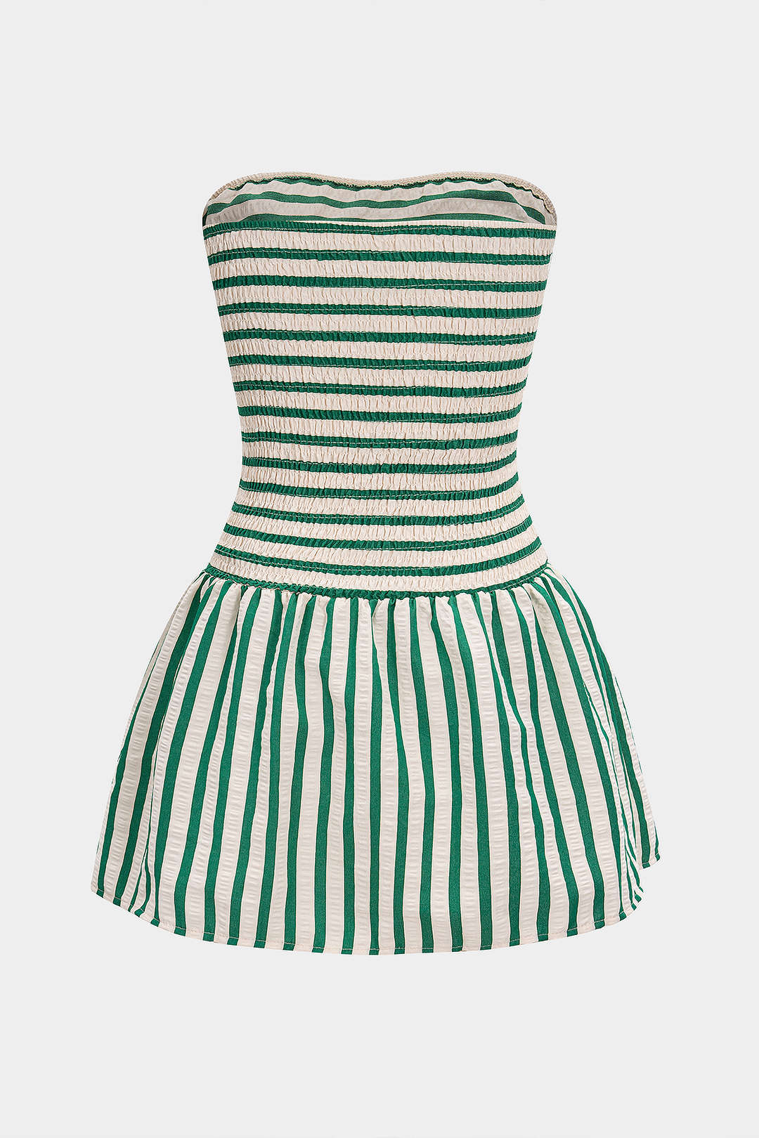 Stripes Print Smocked Strapless Backless Sleeveless Mini Dress - Image 2