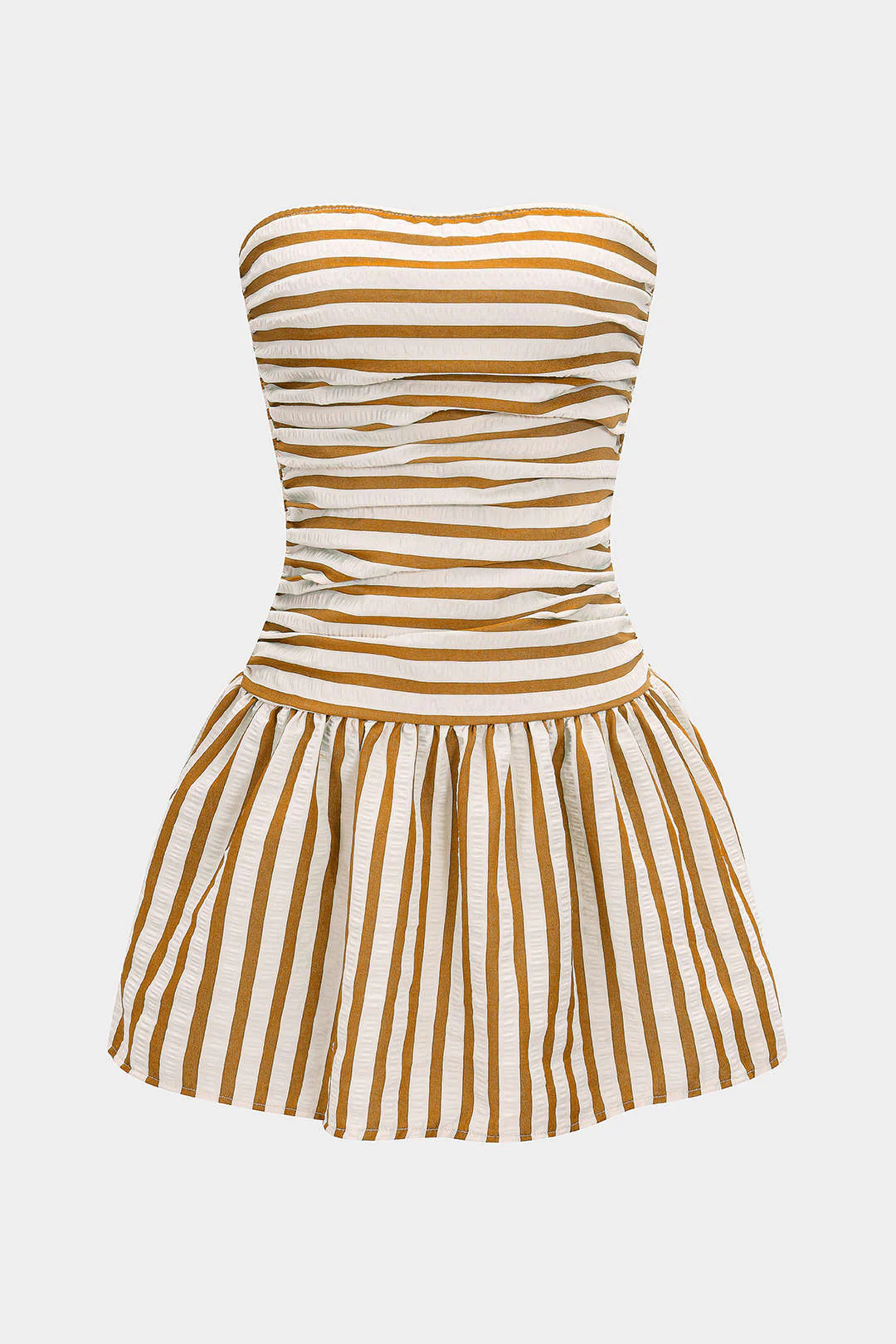 Stripes Print Smocked Strapless Backless Sleeveless Mini Dress - Image 5