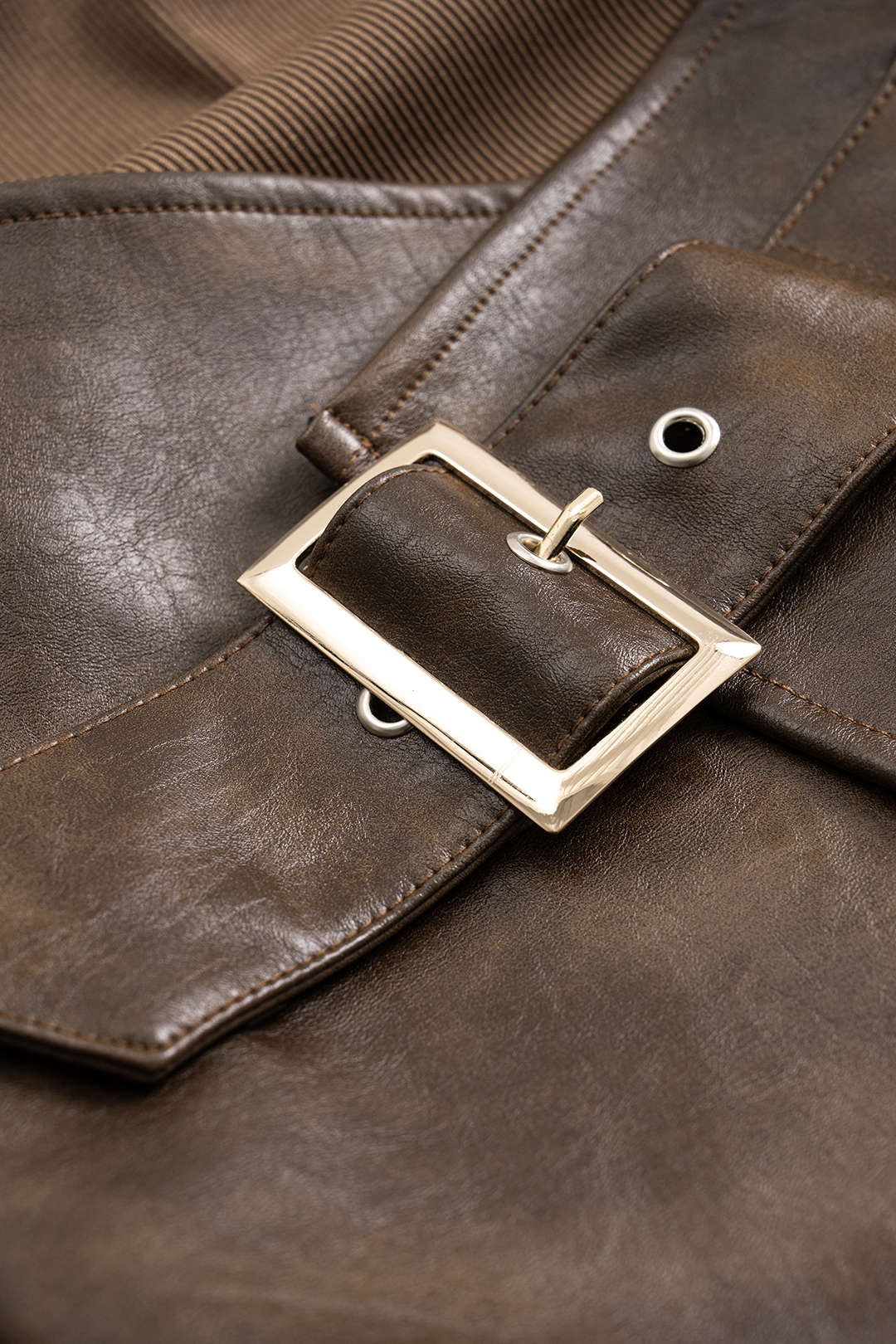 Faux Leather Patchwork Asymmetrical Sleeveless Mini Dress - Image 3