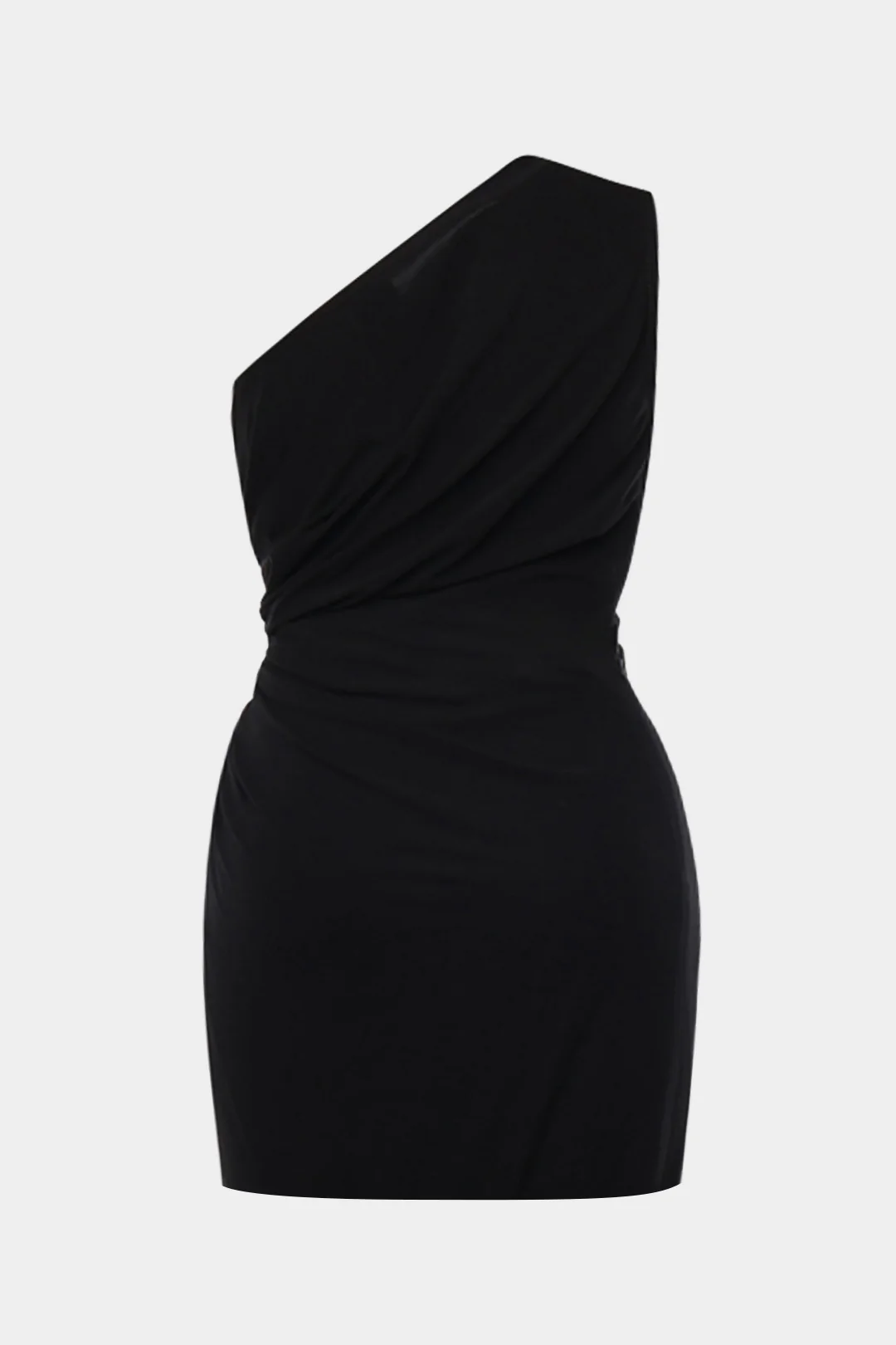 Plus Size Metallic One Shoulder Sleeveless Mini Dress - Image 2
