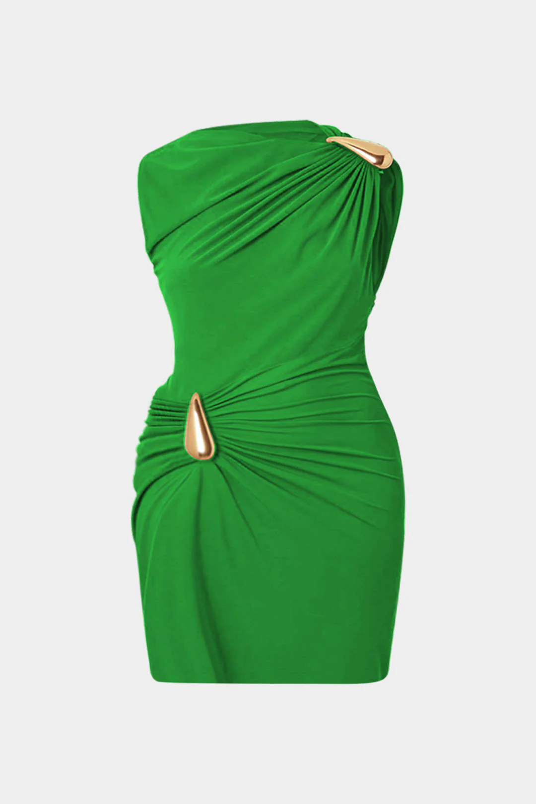 Plus Size Ruched Metallic Decor Sleeveless Mini Dress - Image 13