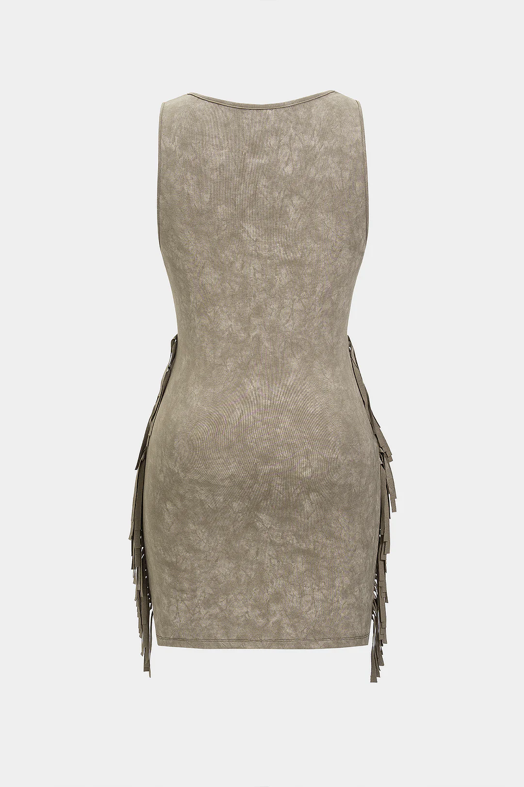 Square Neck Sleeveless Fringe Trim Mini Dress - Image 2