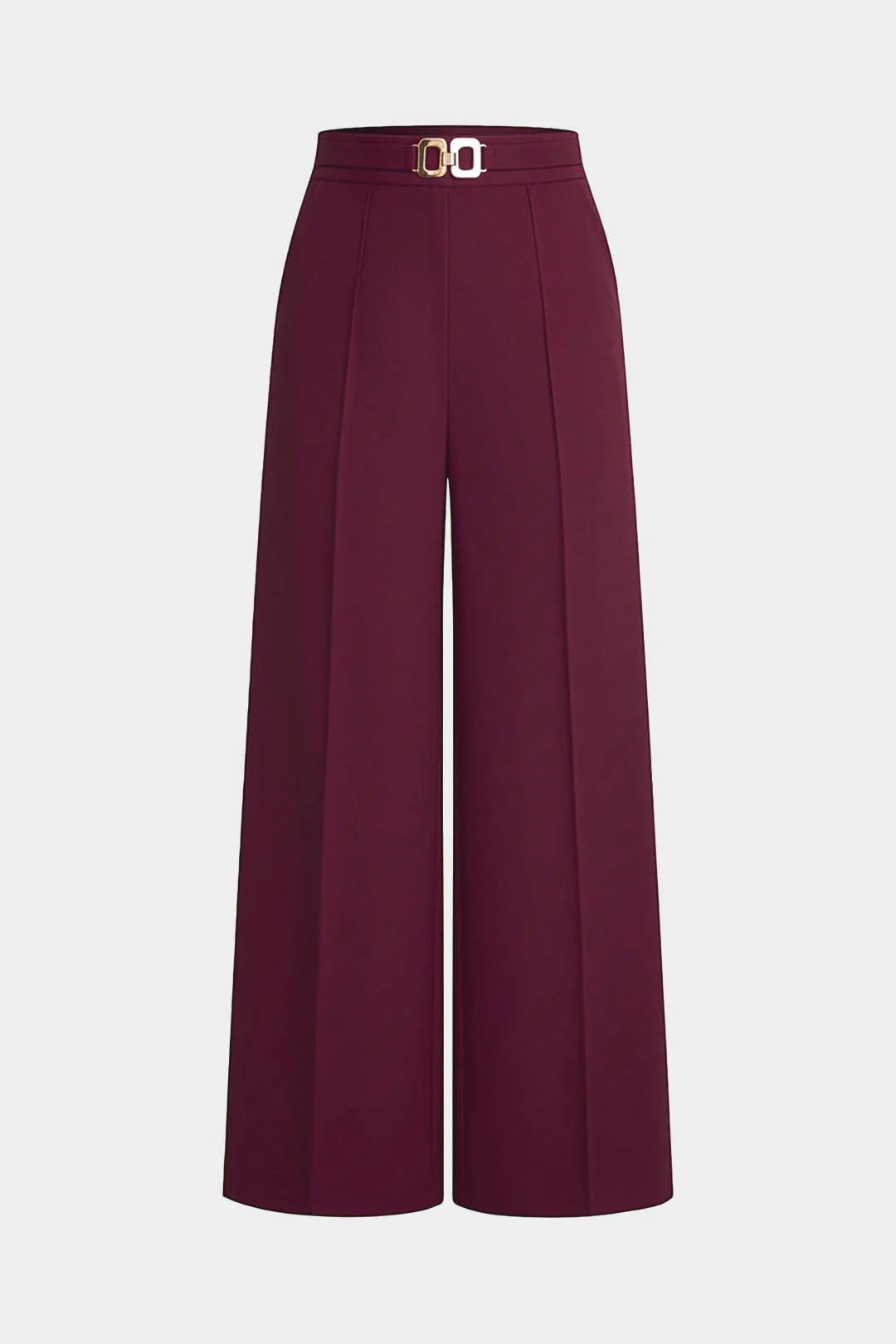 Solid Belted Wide-Leg Pants - Image 9