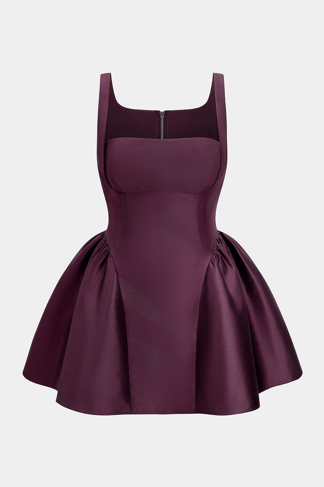 Plus Size Zipper Puff Hem Sleeveless Mini Dress - Image 10
