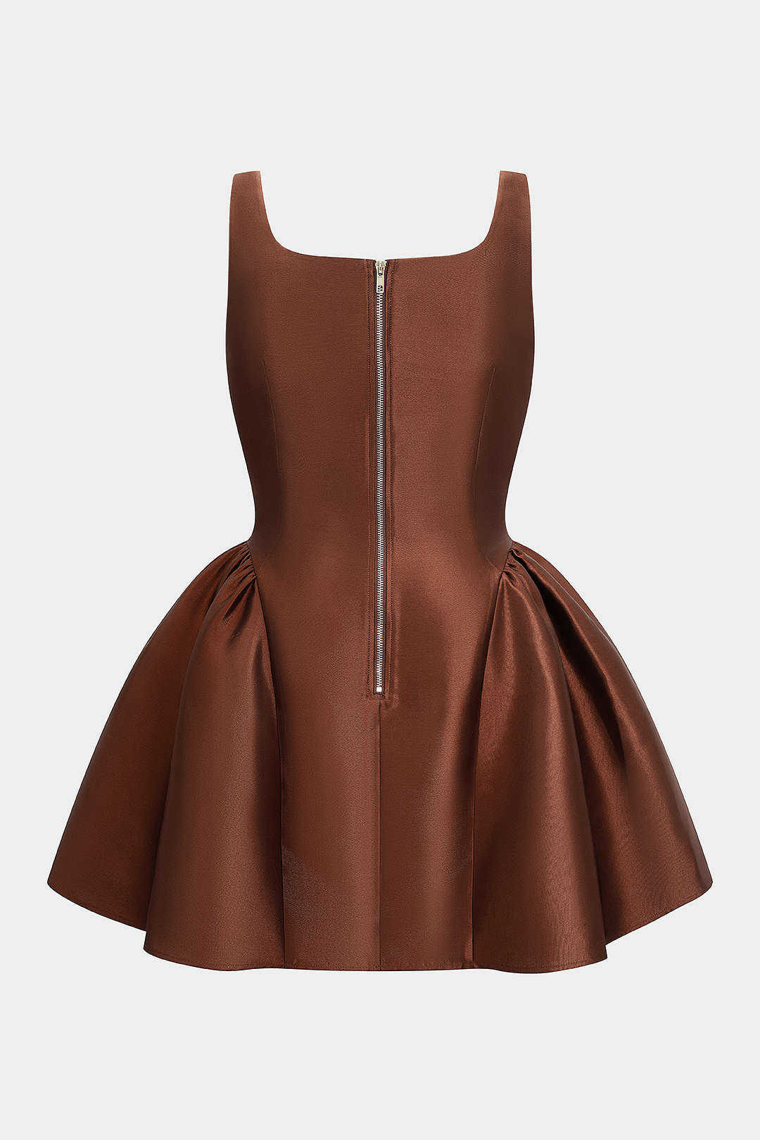 Plus Size Zipper Puff Hem Sleeveless Mini Dress - Image 2