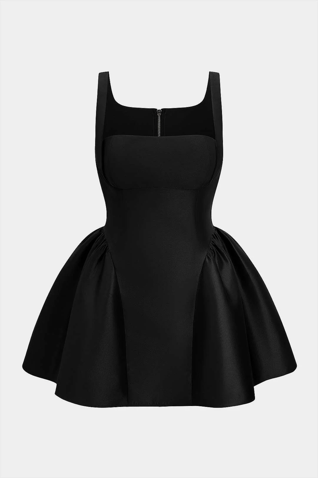 Plus Size Zipper Puff Hem Sleeveless Mini Dress - Image 6