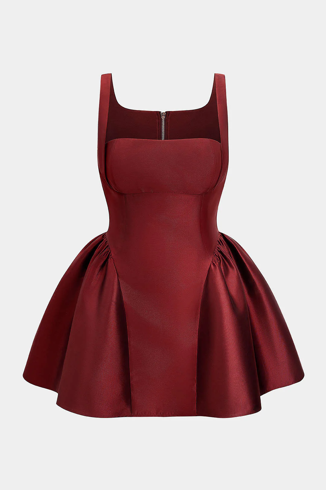 Plus Size Zipper Puff Hem Sleeveless Mini Dress - Image 8