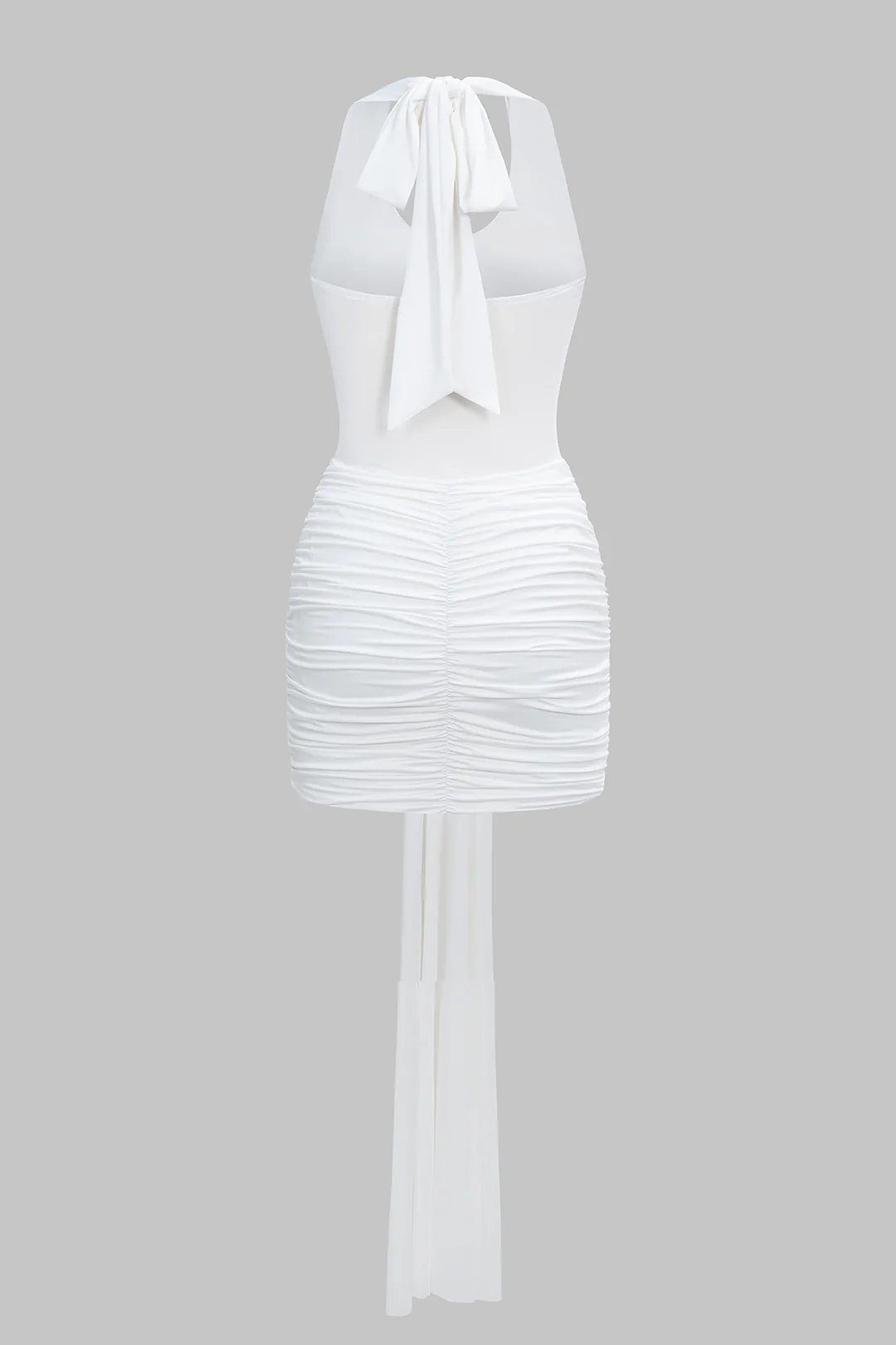 Halter Neck Tie-Back Metallic Ruched Strappy Sleeveless Mini Dress - Image 3