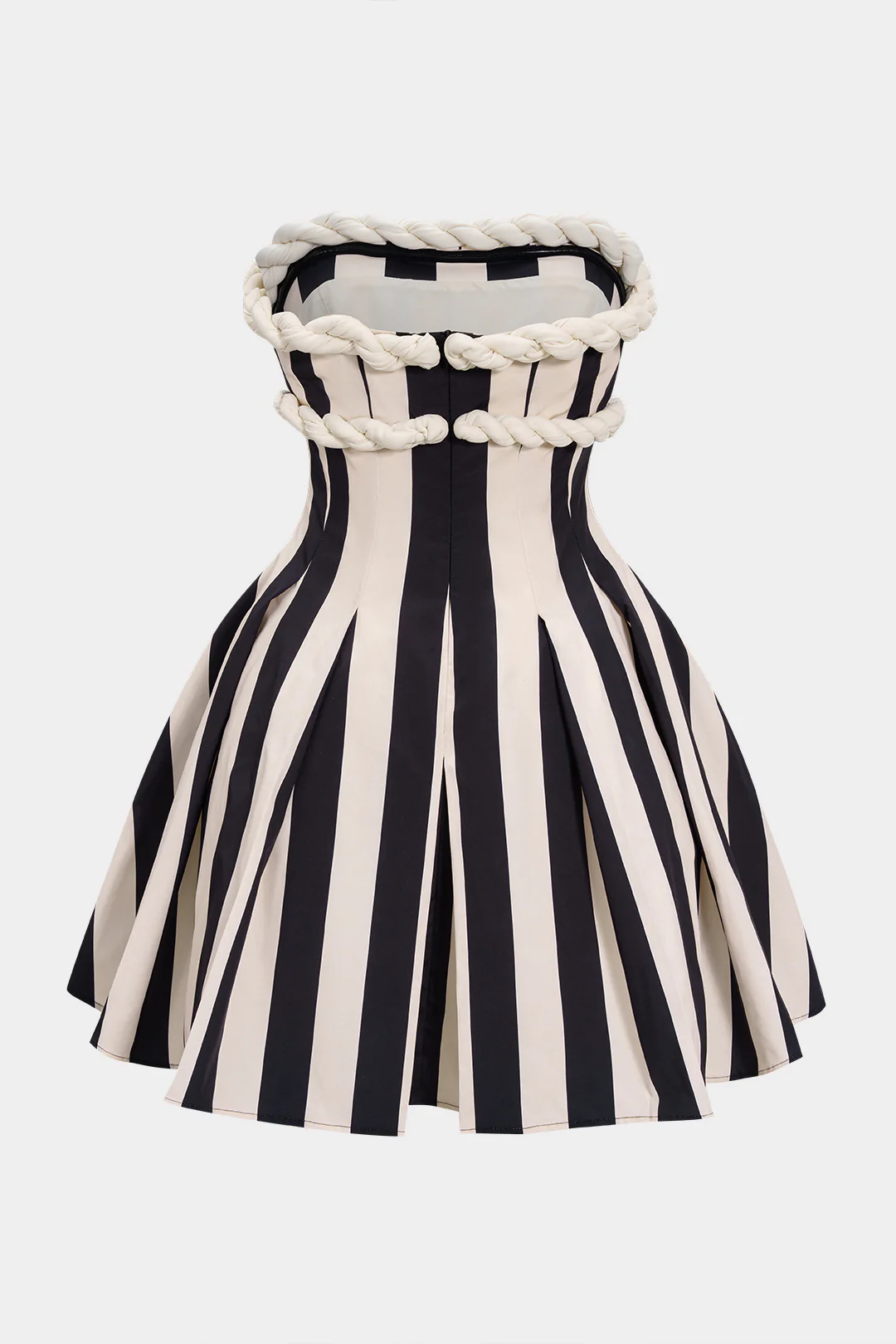 Stripes Print Twist Knot Strapless Sleeveless Mini Dress - Image 2