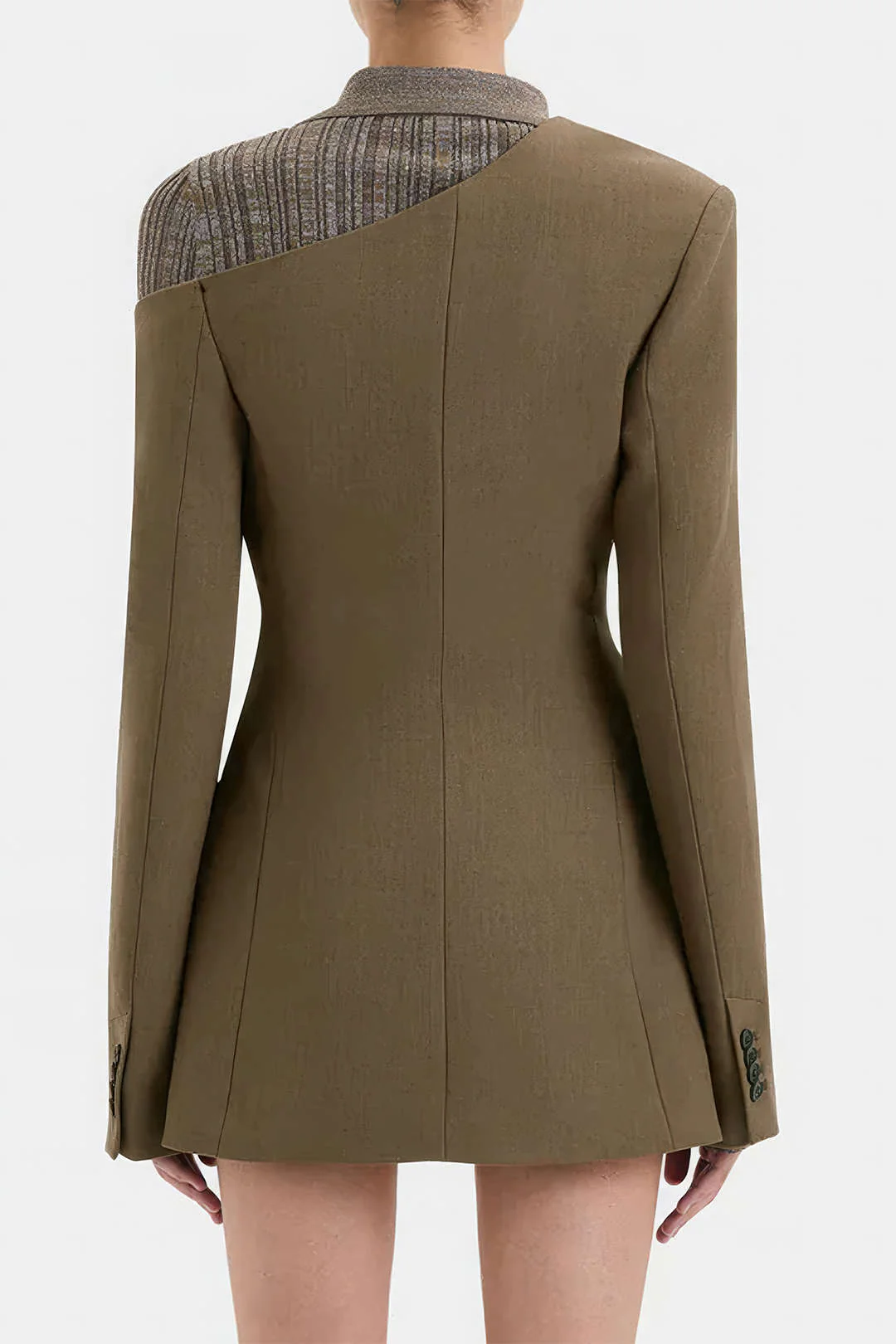 Notched Lapel Asymmetrical Long Sleeve Mini Dress - Image 2