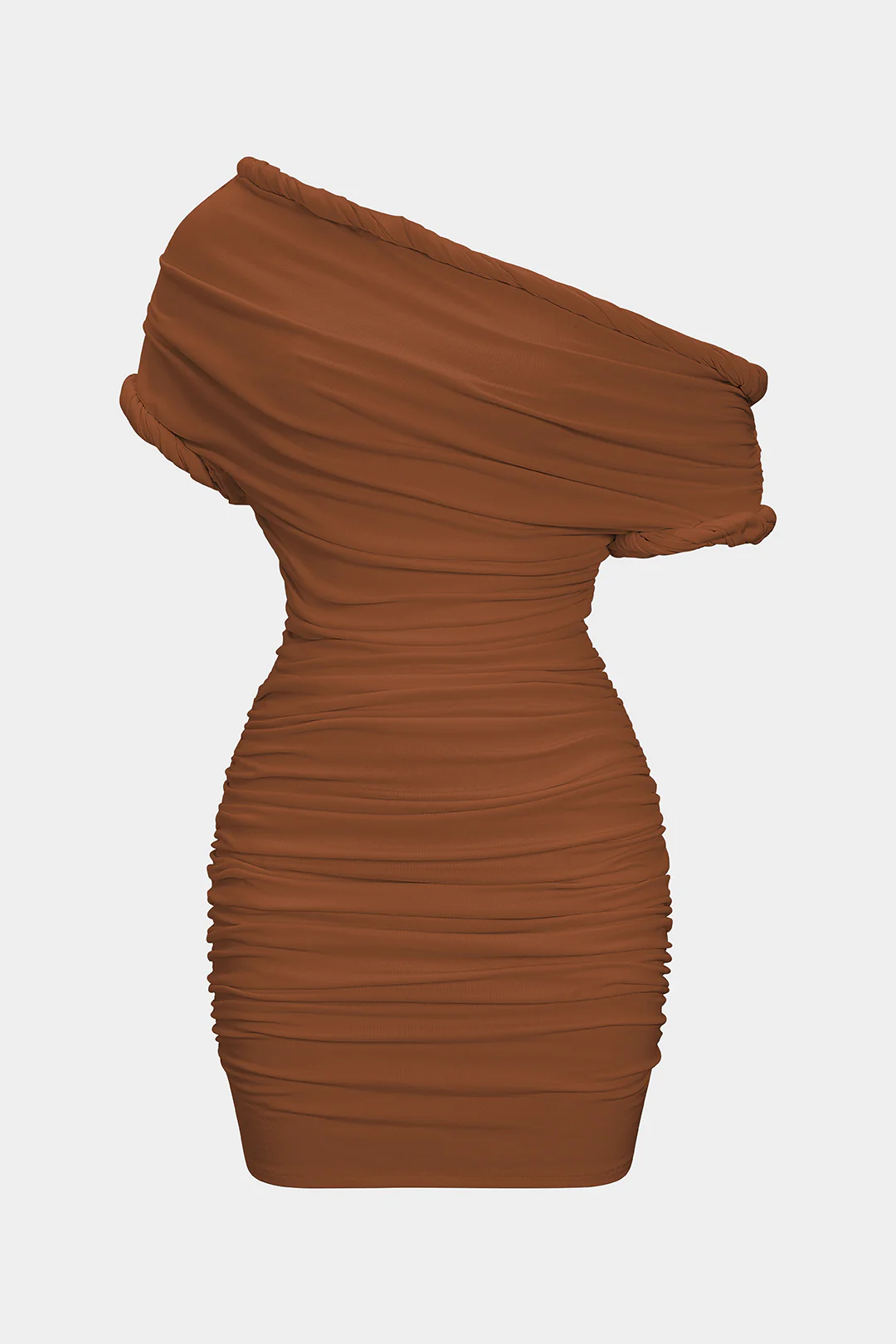 Asymmetrical Ruched Twist Knot Short Sleeve Mini Dress - Image 10