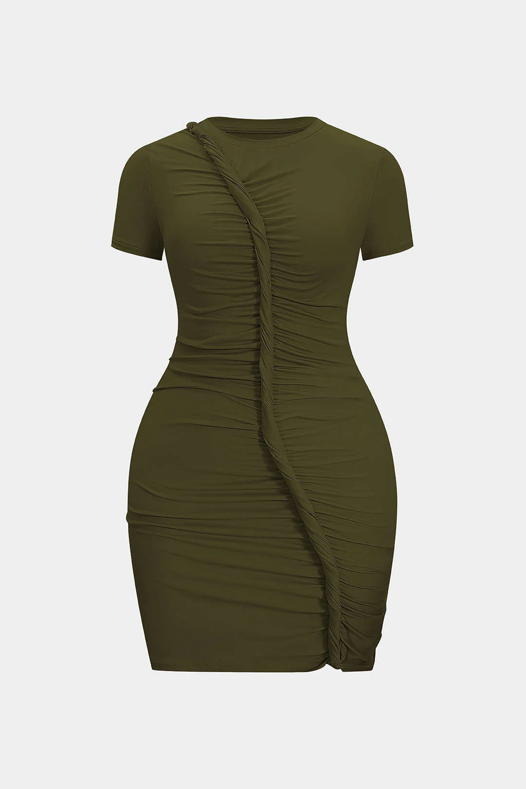 Plus Size Twist Knot Ruched Short Sleeve Mini Dress - Image 10