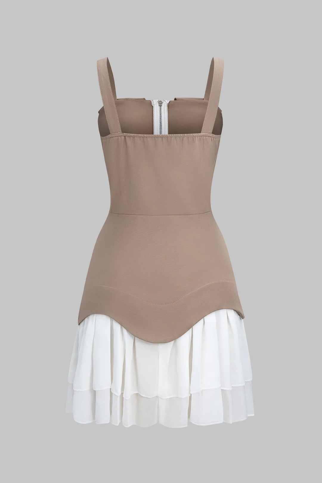 Chiffon Patchwork Zipper Sleeveless Mini Dress - Image 2