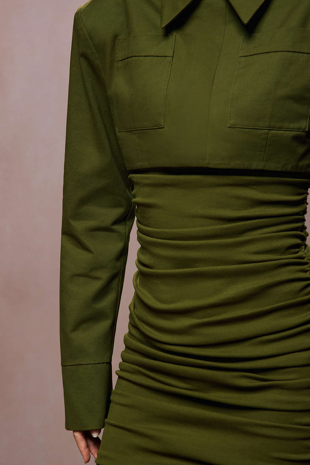 Ruched Long Sleeve Mini Dress - Image 3