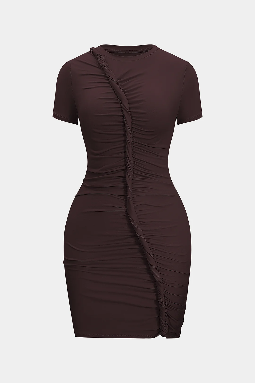 Asymmetrical Twist Knot Short-Sleeve Mini Dress - Image 5