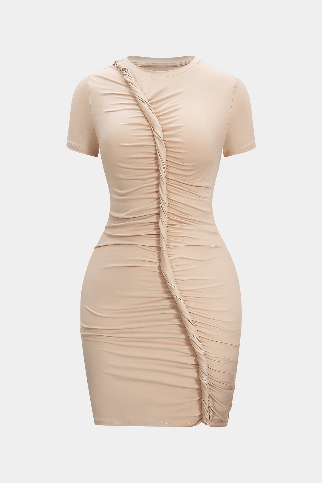 Asymmetrical Twist Knot Short-Sleeve Mini Dress - Image 6