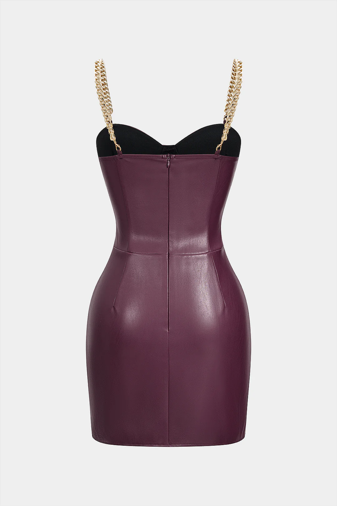 Faux Leather Metallic Slip Sleeveless Mini Dress - Image 2