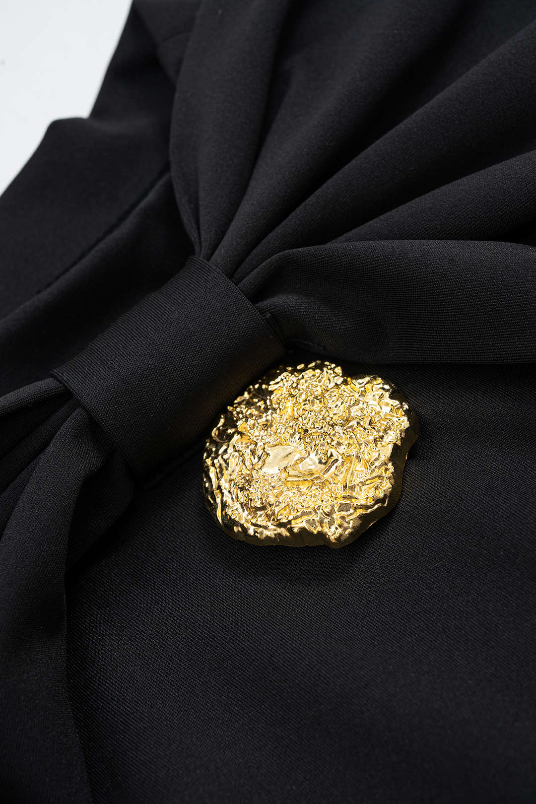 Metallic Button Bow Pleated Long Sleeve Mini Dress - Image 3