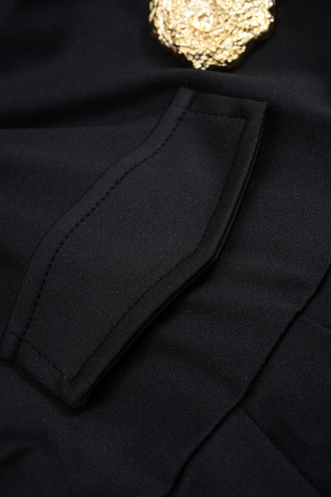 Metallic Button Bow Pleated Long Sleeve Mini Dress - Image 4