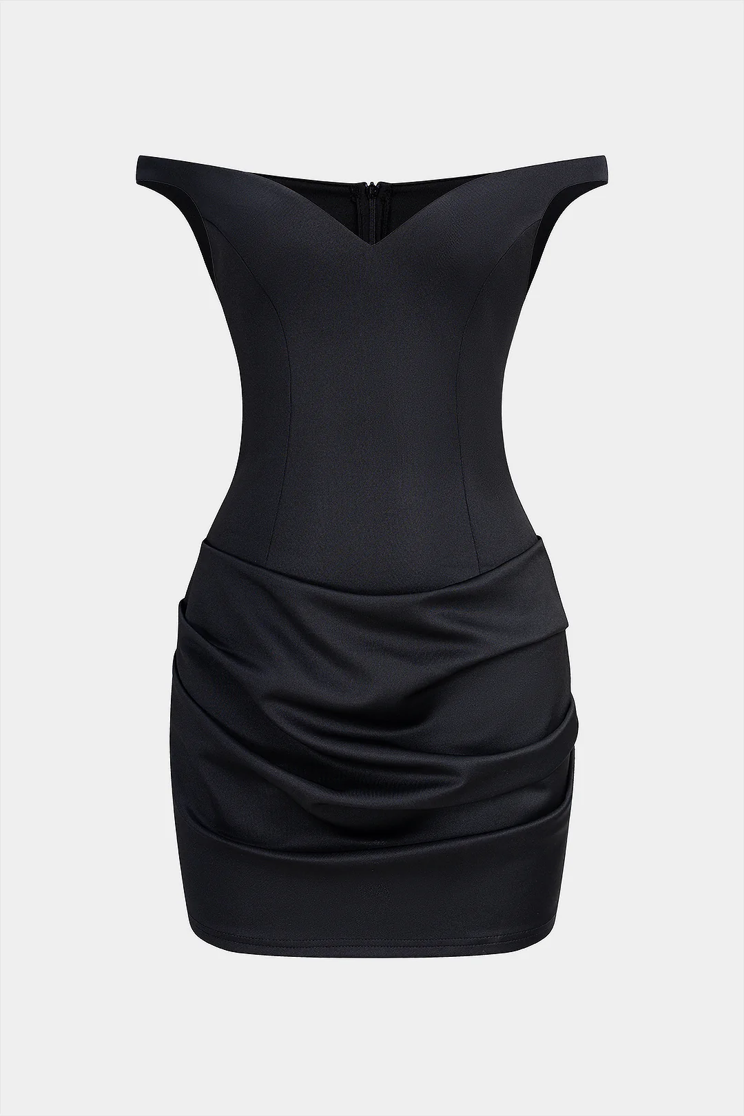 Solid V-Neck Ruched Sleeveless Mini Dress - Image 2