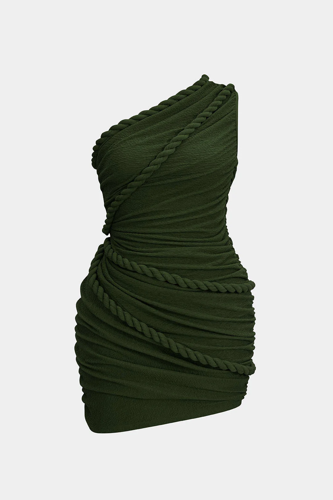 Plus Size Ruched One Shoulder Twist Knot Sleeveless Mini Dress - Image 10