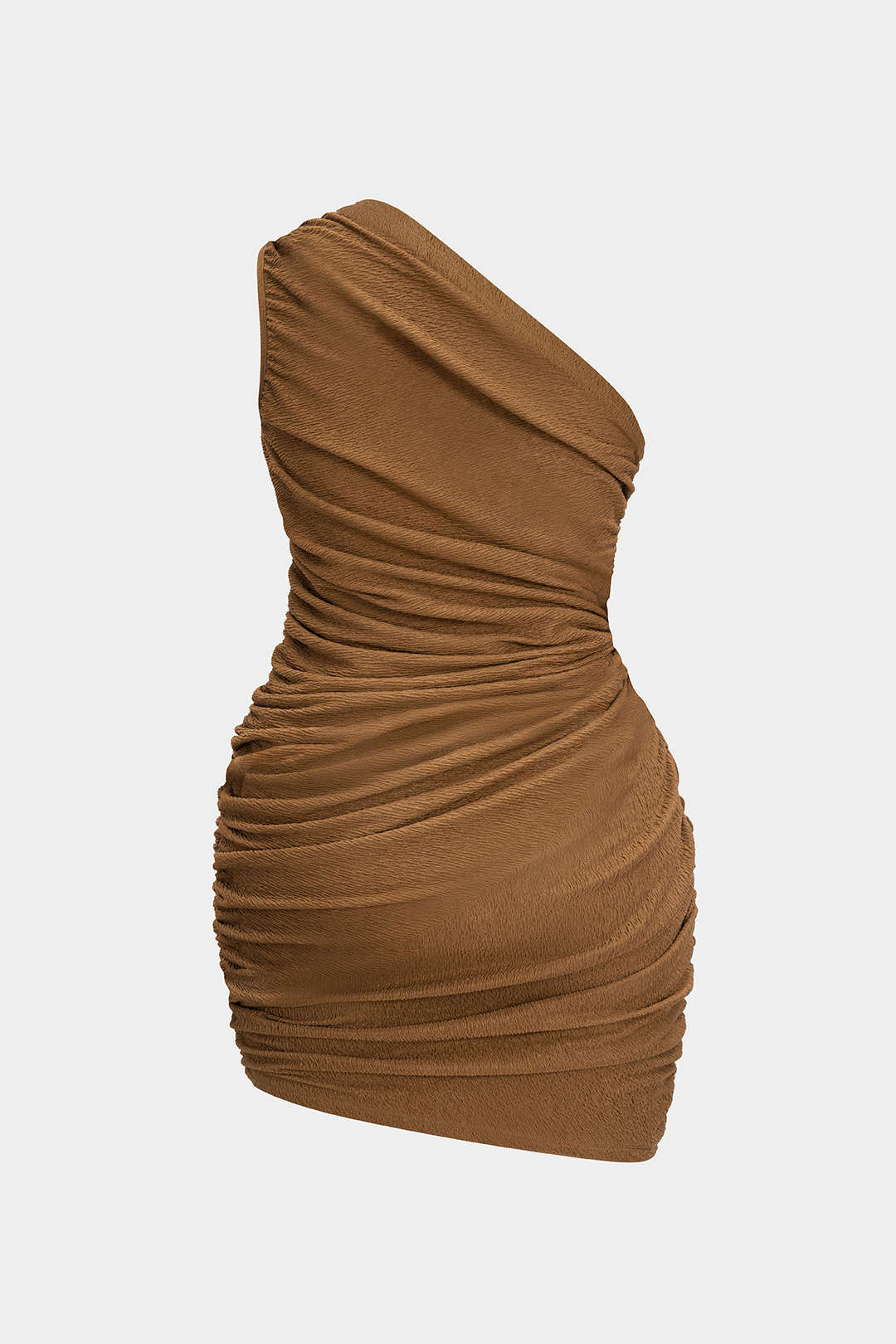 Plus Size Ruched One Shoulder Twist Knot Sleeveless Mini Dress - Image 2