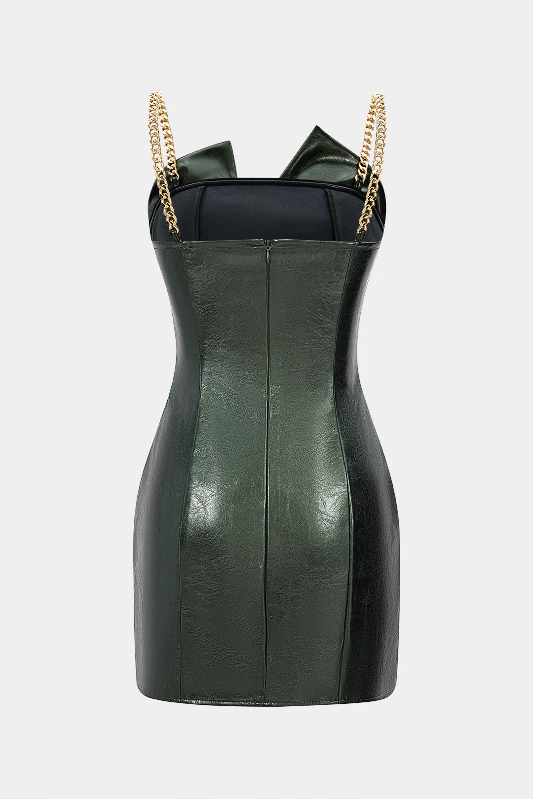 Faux Leather Metallic Ruched Sleeveless Slip Mini Dress - Image 2