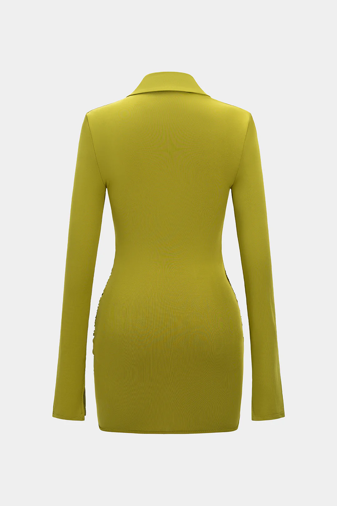 Crossed Button Ruched Long Sleeve Mini Dress - Image 2