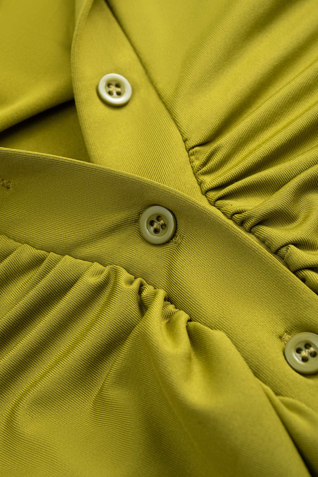 Crossed Button Ruched Long Sleeve Mini Dress - Image 3
