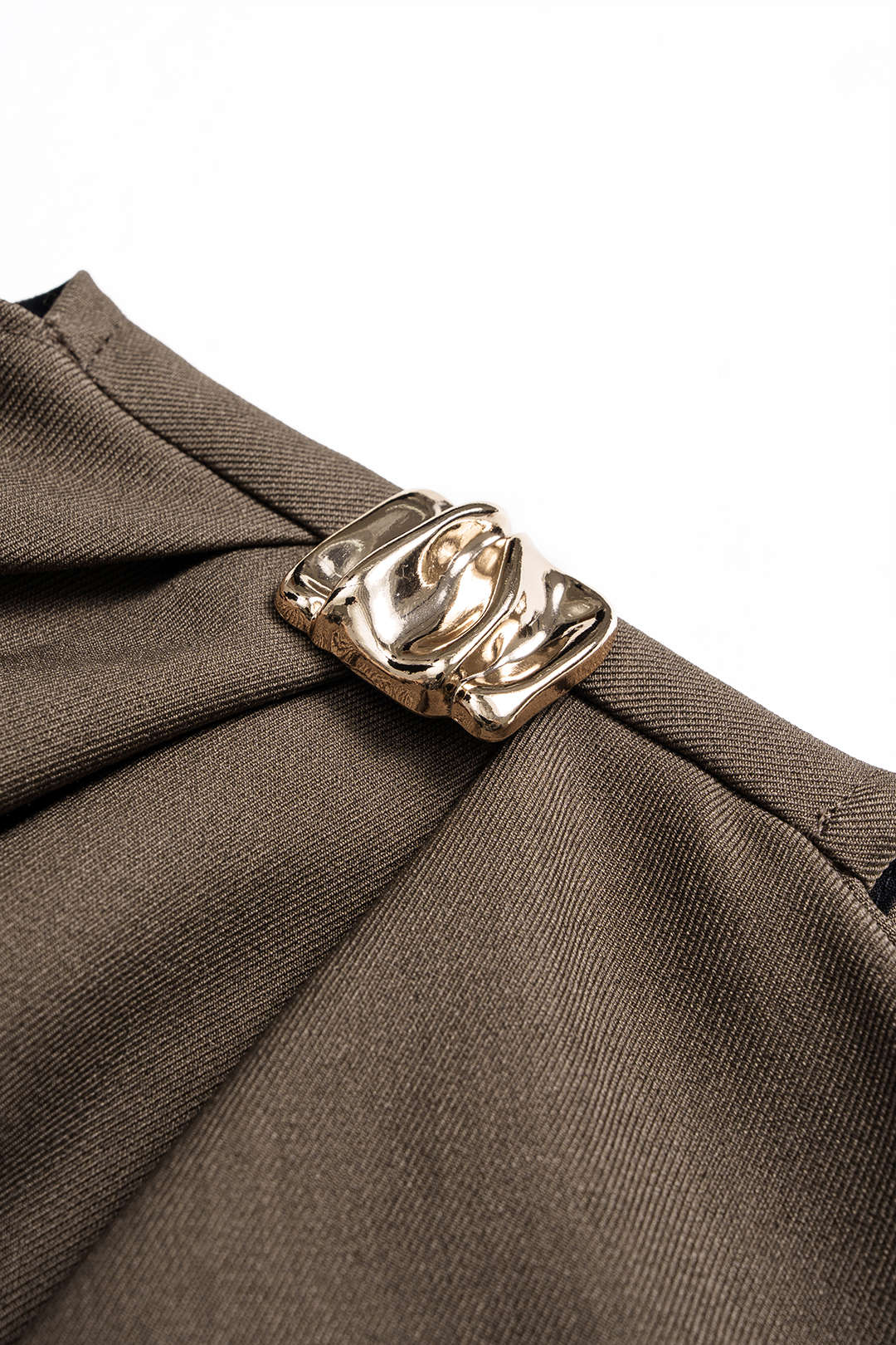 Metallic Ruched Zipper Asymmetrical Short Sleeve Mini Dress - Image 3